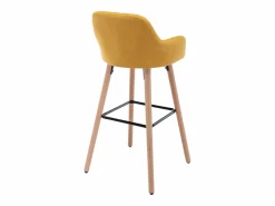 taburete alto de tela y patas madera de haya - Amarillo - ELEANA^Vente-unique New