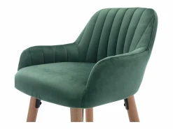 Vente-unique Muebles De Bar|Taburete Alto|taburete alto de terciopelo y metal efecto madera de haya - Verde oscuro - ELEANA