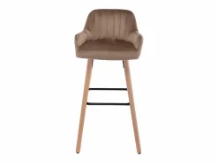 Vente-unique Muebles De Bar|Taburete Alto|taburete alto de terciopelo y patas madera de haya - - ELEANA