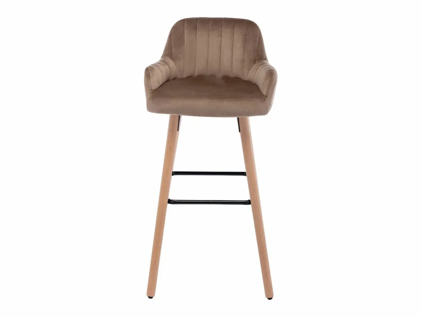 Vente-unique Muebles De Bar|Taburete Alto|taburete alto de terciopelo y patas madera de haya - - ELEANA