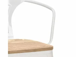 AHD taburete alto estilo diseño industrial bar cocina steel wood back light - Blanco Outlet
