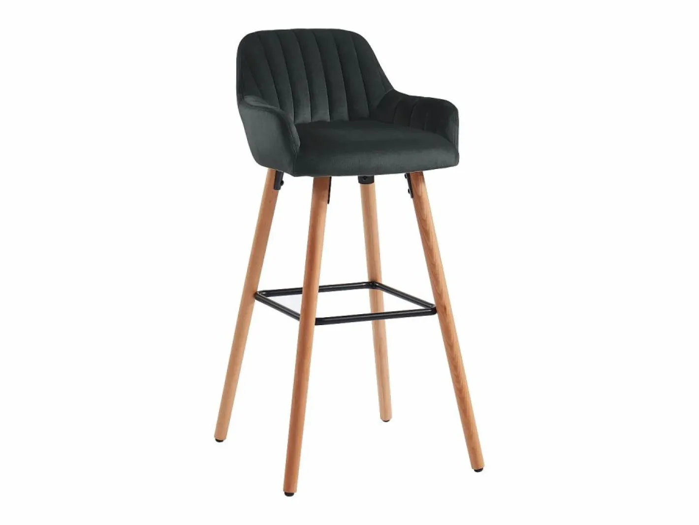 Vente-unique taburete alto vintage de terciopelo gris y metal ELEANA Negro Sale