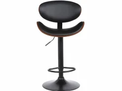 Vente-unique Muebles De Bar|Taburete Alto|Taburete bar piel sintética negro Lote 2 MONTENEGRO