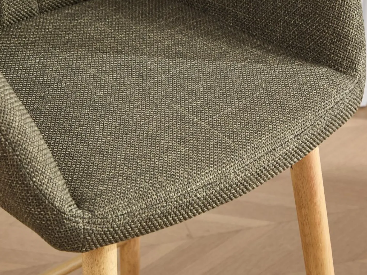 Taburete Alto|Taburete de Bar con Respaldo y Reposabrazos - Pies en Roble, Asiento de Lino - Altura Fija 75 cm - Ideal para Mostrador, Isla de Cocina, Barra