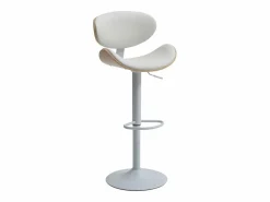 Taburete de bar de piel sintética - Altura ajustable - Natural claro y Blanco - MONTENEGRO^Vente-unique Outlet