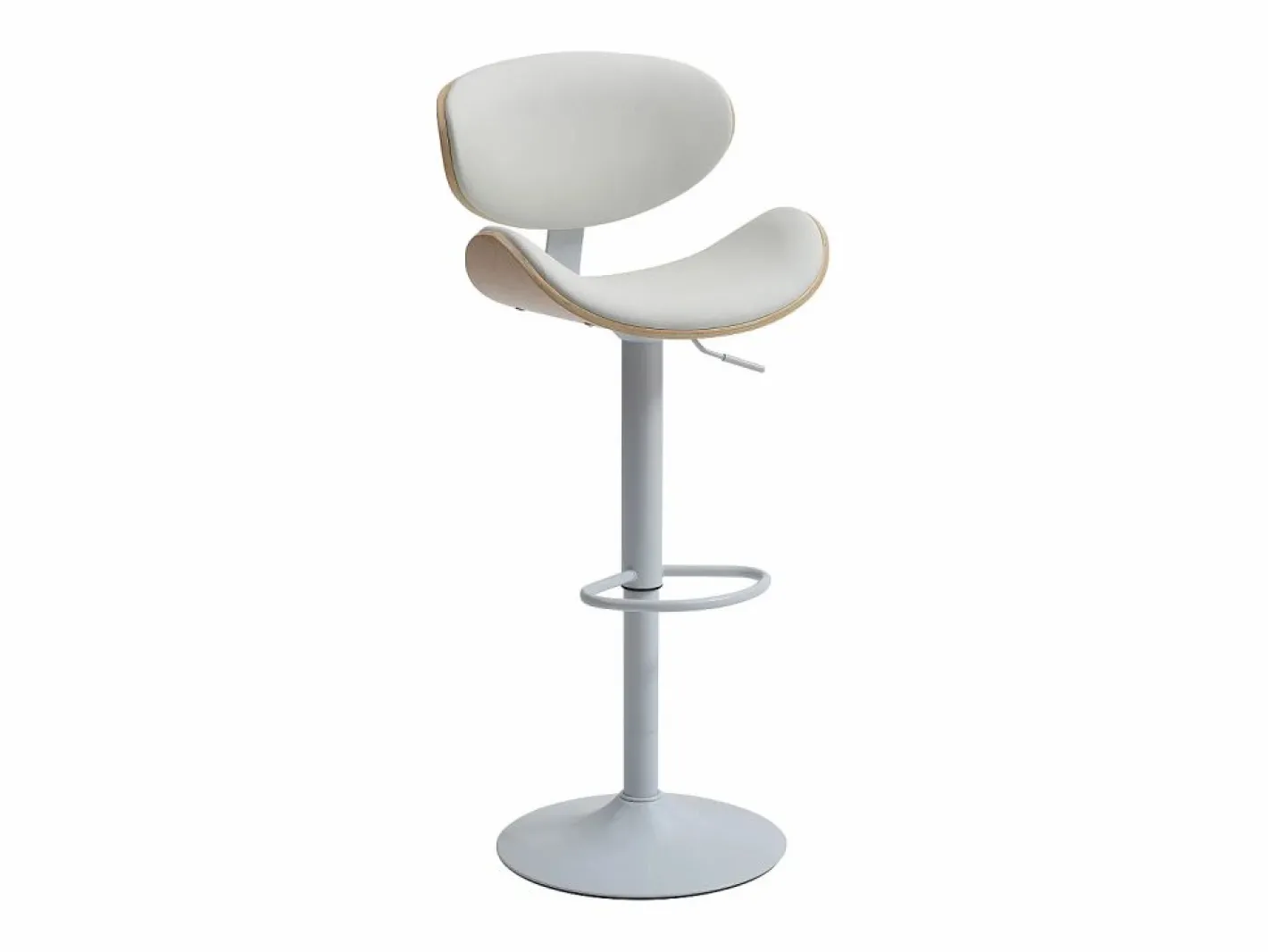 Taburete de bar de piel sintética - Altura ajustable - Natural claro y Blanco - MONTENEGRO^Vente-unique Outlet