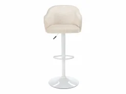 Vente-unique Muebles De Bar|Taburete Alto|Taburete de bar de tela y metal - Altura regulable - y blanco - CARSTEN