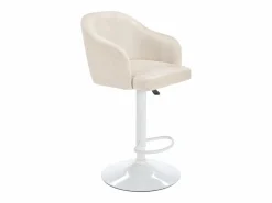 Vente-unique Muebles De Bar|Taburete Alto|Taburete de bar de tela y metal - Altura regulable - y blanco - CARSTEN