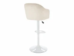 Vente-unique Muebles De Bar|Taburete Alto|Taburete de bar de tela y metal - Altura regulable - y blanco - CARSTEN