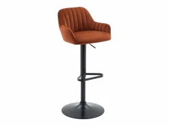 Vente-unique Taburete de bar de terciopelo y metal negro - Altura ajustable - - ELEANA Terracota Online