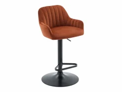Vente-unique Taburete de bar de terciopelo y metal negro - Altura ajustable - - ELEANA Terracota Online
