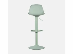 Sweeek Taburete de bar regulable con imitación cuero, set de 2 celadón Verde Outlet
