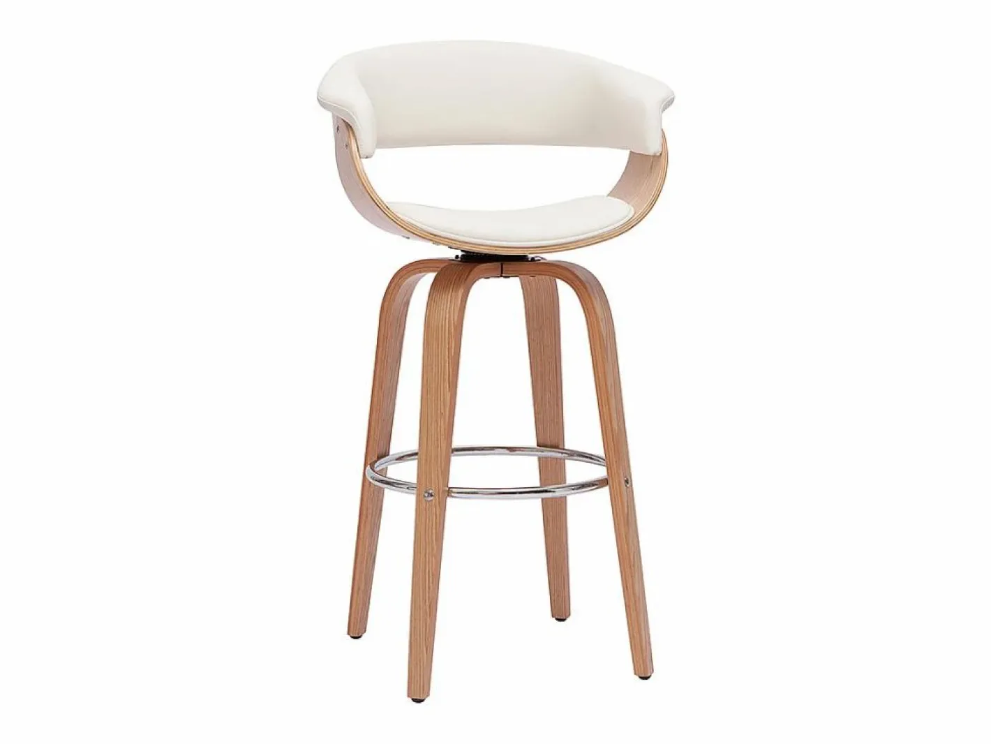 Miliboo Taburete de cocina de diseño giratorio y madera clara 67 cm OKTAV Blanco Sale