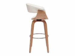 Miliboo Taburete de cocina de diseño giratorio y madera clara 67 cm OKTAV Blanco Sale