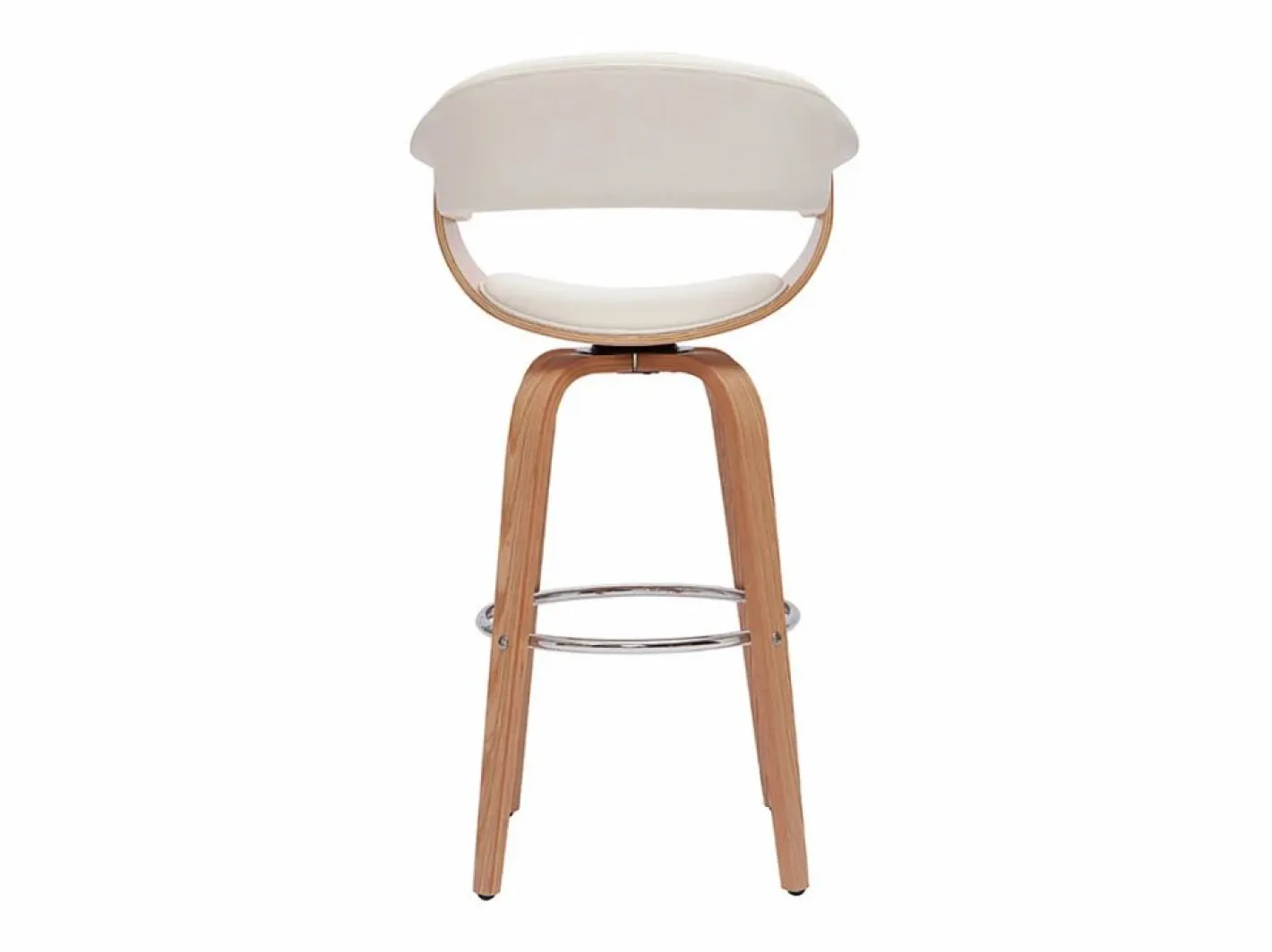Miliboo Taburete de cocina de diseño giratorio y madera clara 67 cm OKTAV Blanco Sale