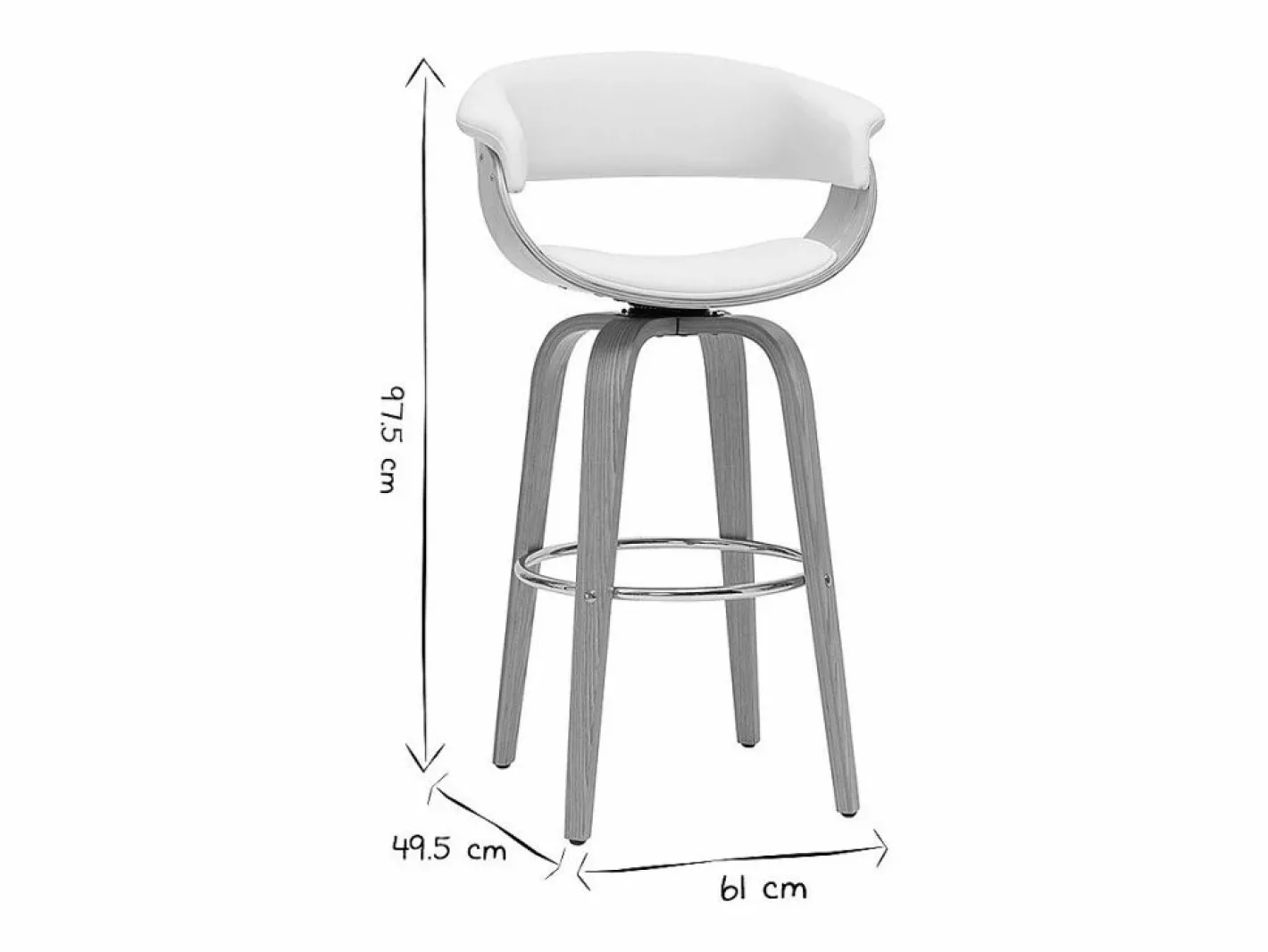 Miliboo Taburete de cocina de diseño giratorio y madera clara 67 cm OKTAV Blanco Sale