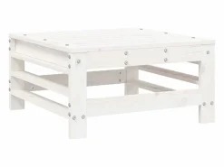 vidaxl Taburete de jardín con cojín madera maciza de pino Blanco Discount