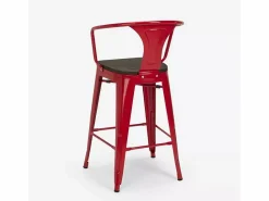 AHD Taburete Alto|taburete de metal y madera con respaldo de diseño industrial estilo steel wood back -