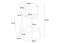AHD Taburete Alto|taburete de metal y madera con respaldo de diseño industrial estilo steel wood back -
