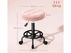 Taburete De Oficina|Taburete de oficina regulable en altura 50-66 cm, giratorio 360°, poliéster, (50x50x66 cm)