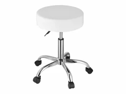 Taburete de Oficina SucceBuy Taburete con Ruedas Redondo , Altura Ajustable, Giratorio, Capacidad de 204KG Blanco Sale