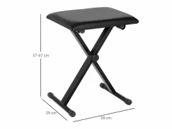 Taburete de piano plegable, regulable en altura, de metal, piel sintética, espuma, color (39 x 29 x 37-47 cm) Negro Best