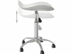 Taburete de salón de belleza de cuero sintético ES38326 Blanco