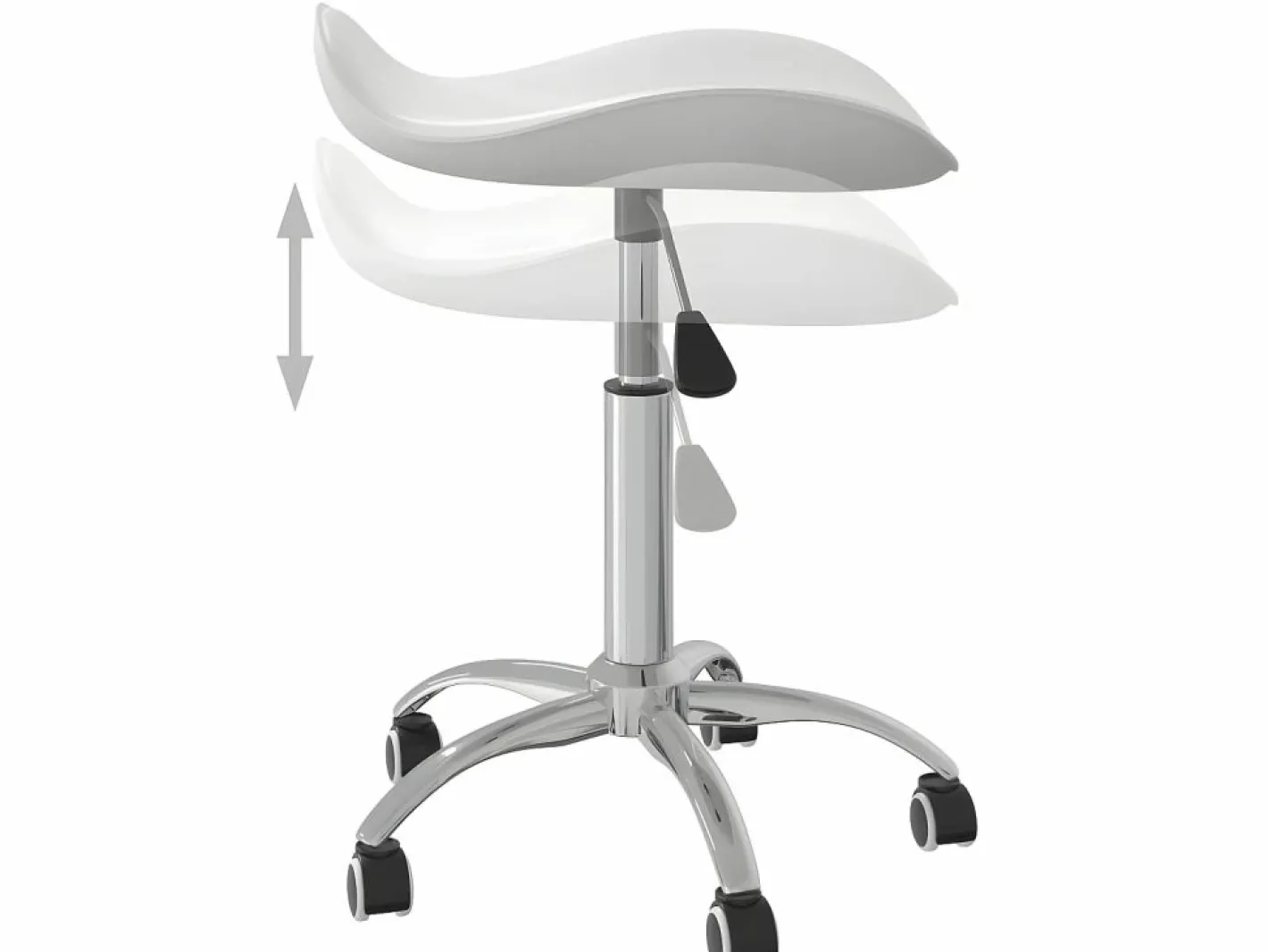 Taburete de salón de belleza de cuero sintético ES38326 Blanco