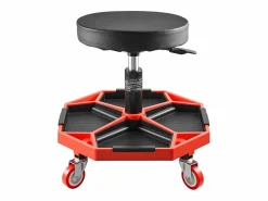 Taburete De Oficina|Taburete de Taller, SucceBuy Taburete de Taller Móvil, Asiento de Mecánico con Ruedas, Capacidad 136 kg para Reparación y Mantenimiento de Automóviles, y Rojo