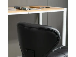 Taburete de trabajo con respaldo, regulable en altura, piel sintética y acero, gris oscuro (45x47x72-87cm) Negro Discount
