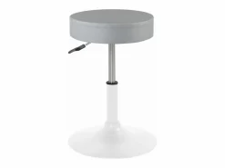 Kayelles Taburete De Oficina|Taburete de trabajo de cuero sintético redondo, acolchado de espuma de alta densidad, giratorio, altura ajustable YU (gris blanco)