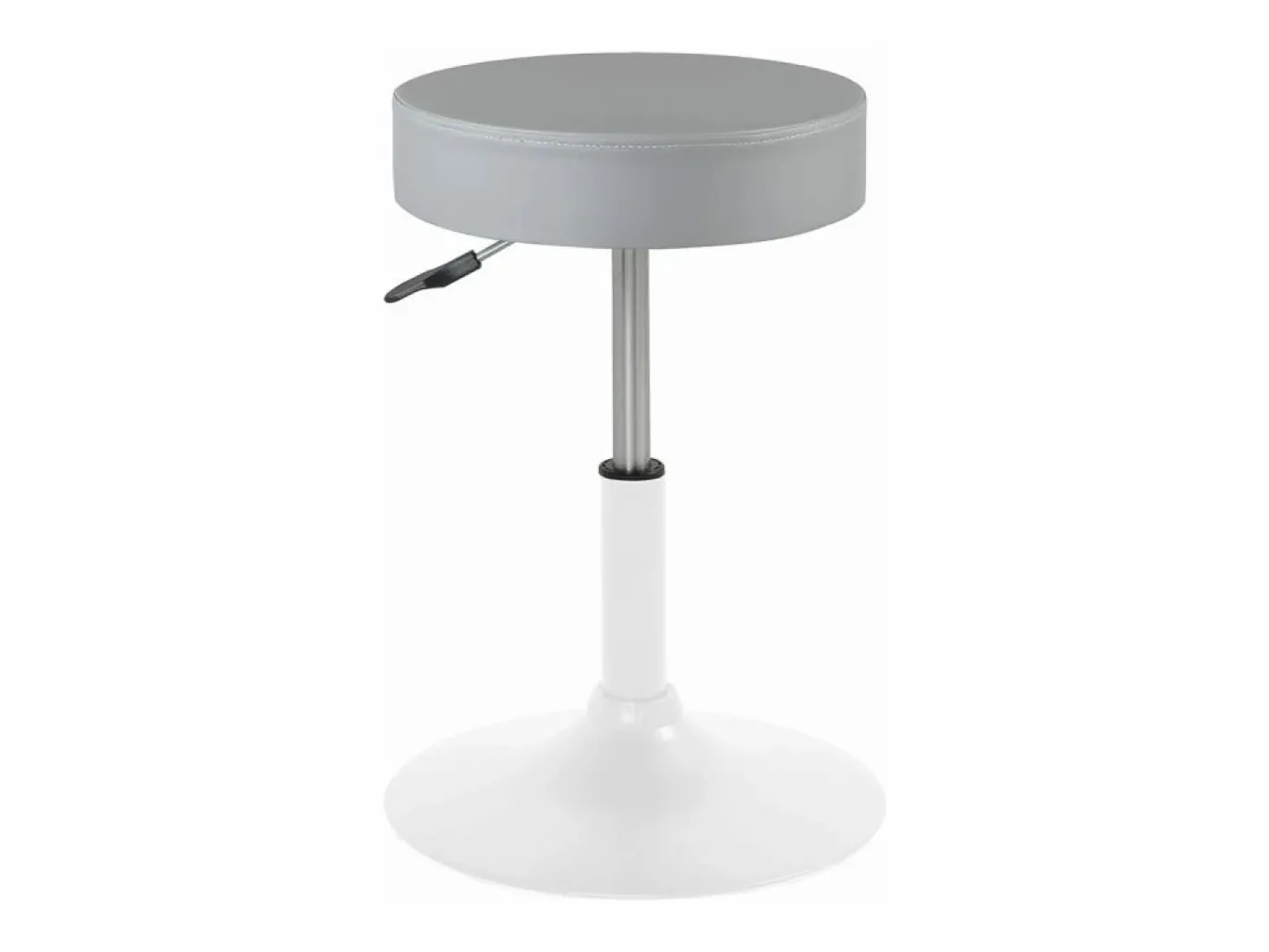 Kayelles Taburete De Oficina|Taburete de trabajo de cuero sintético redondo, acolchado de espuma de alta densidad, giratorio, altura ajustable YU (gris blanco)
