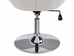 Taburete de trabajo giratorio, altura regulable, PU y negro, acero cromado (56x71x78-90cm)^