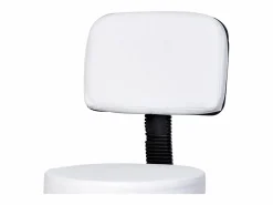 Taburete de trabajo regulable con respaldo, ruedas giratorias, piel sintética blanca (35x35x72-84cm) Blanco Clearance