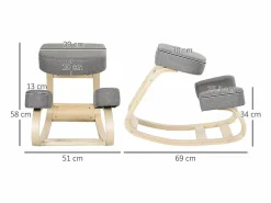 Taburete ergonómico de rodillas, postura saludable, madera de abedul, (51x69x58 cm)^ Online