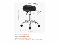 Taburete Ergonómico Tipo Silla de Montar, SucceBuy, Ajustable, de Cuero Sintético con Ruedas, Color Negro Online