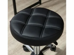 Taburete giratorio y regulable con ruedas en polipiel negra (35,5 x 35,5 x 48-63 cm) Negro Outlet