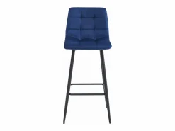 Muebles De Bar|Taburete Alto|Taburete Valora TEOTO de terciopelo azul marino con patas negras para cocina (x2)