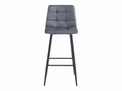 Muebles De Bar|Taburete Alto|Taburete Valora TEOTO, terciopelo gris oscuro, patas negras (x2)