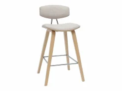 Miliboo Muebles De Bar|Taburete Alto|Taburetes de bar de diseño de terciopelo texturizado y madera clara de 69 cm de altura (juego de 2) VASCO