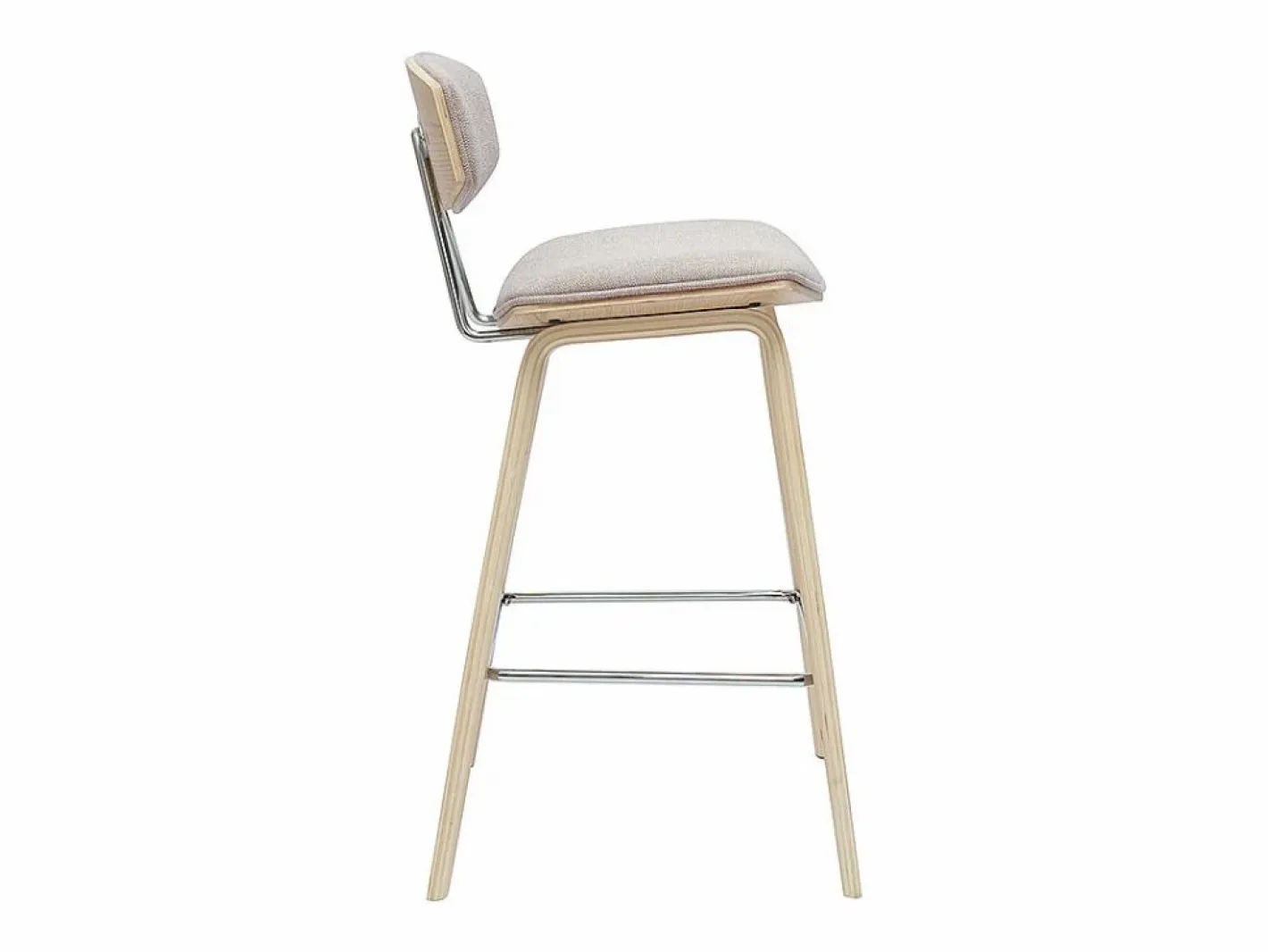 Miliboo Muebles De Bar|Taburete Alto|Taburetes de bar de diseño de terciopelo texturizado y madera clara de 69 cm de altura (juego de 2) VASCO