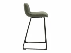 Miliboo Muebles De Bar|Taburete Alto|Taburetes de bar de tela verde y metal de 65 cm de alto (juego de 2) BOOST