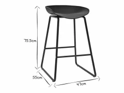 Miliboo Taburetes de bar modernos s con patas en metal 65 cm (lote de 2) PEBBLE Negro Online