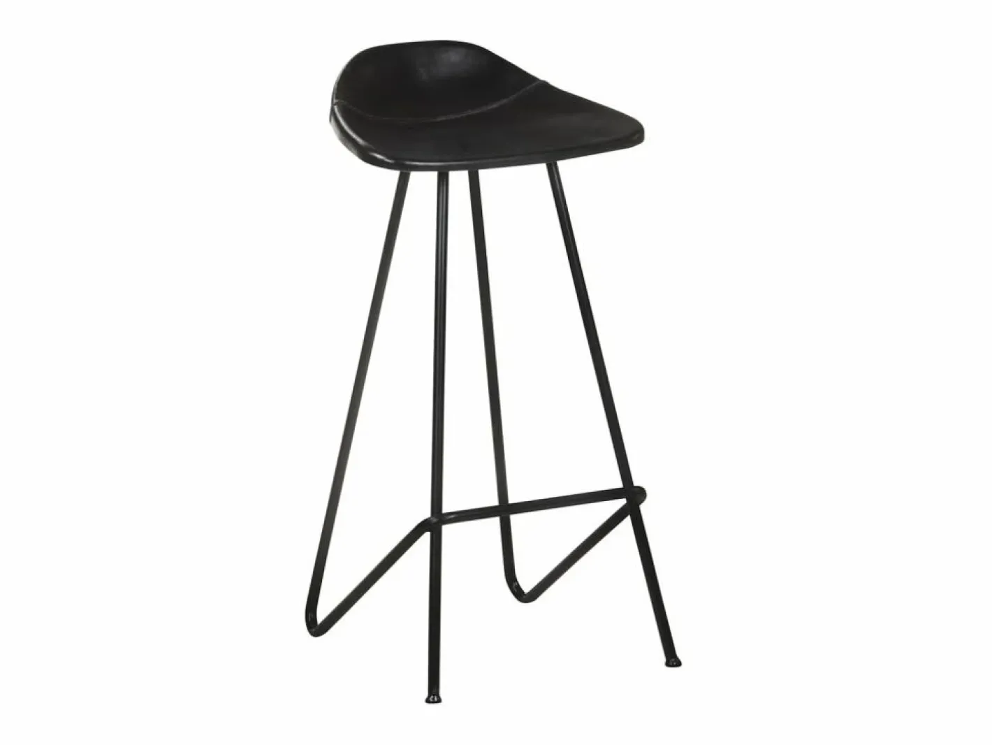 vidaxl Taburetes de cocina 4 unidades cuero auténtico Negro Discount