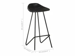 vidaxl Taburetes de cocina 4 unidades cuero auténtico Negro Discount
