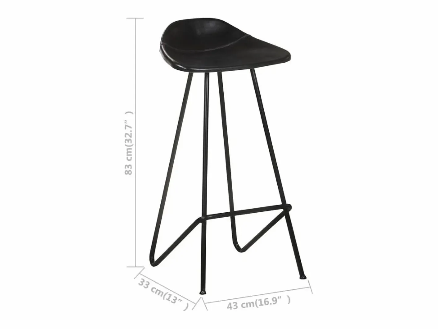 vidaxl Taburetes de cocina 4 unidades cuero auténtico Negro Discount