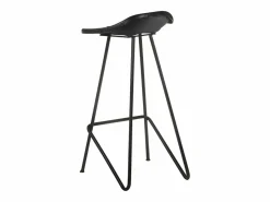 vidaxl Taburetes de cocina 4 unidades cuero auténtico Negro Discount