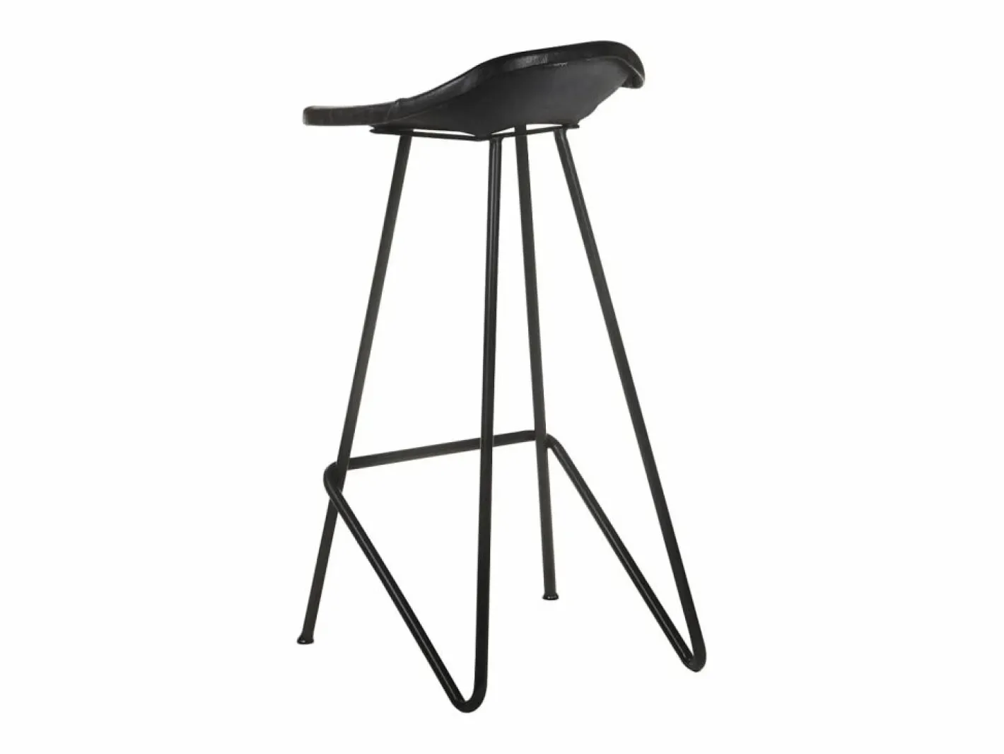 vidaxl Taburetes de cocina 4 unidades cuero auténtico Negro Discount