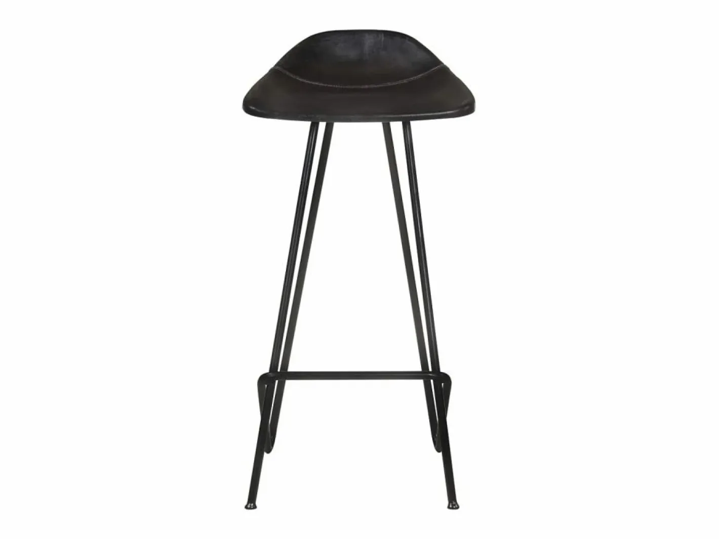 vidaxl Taburetes de cocina 4 unidades cuero auténtico Negro Discount