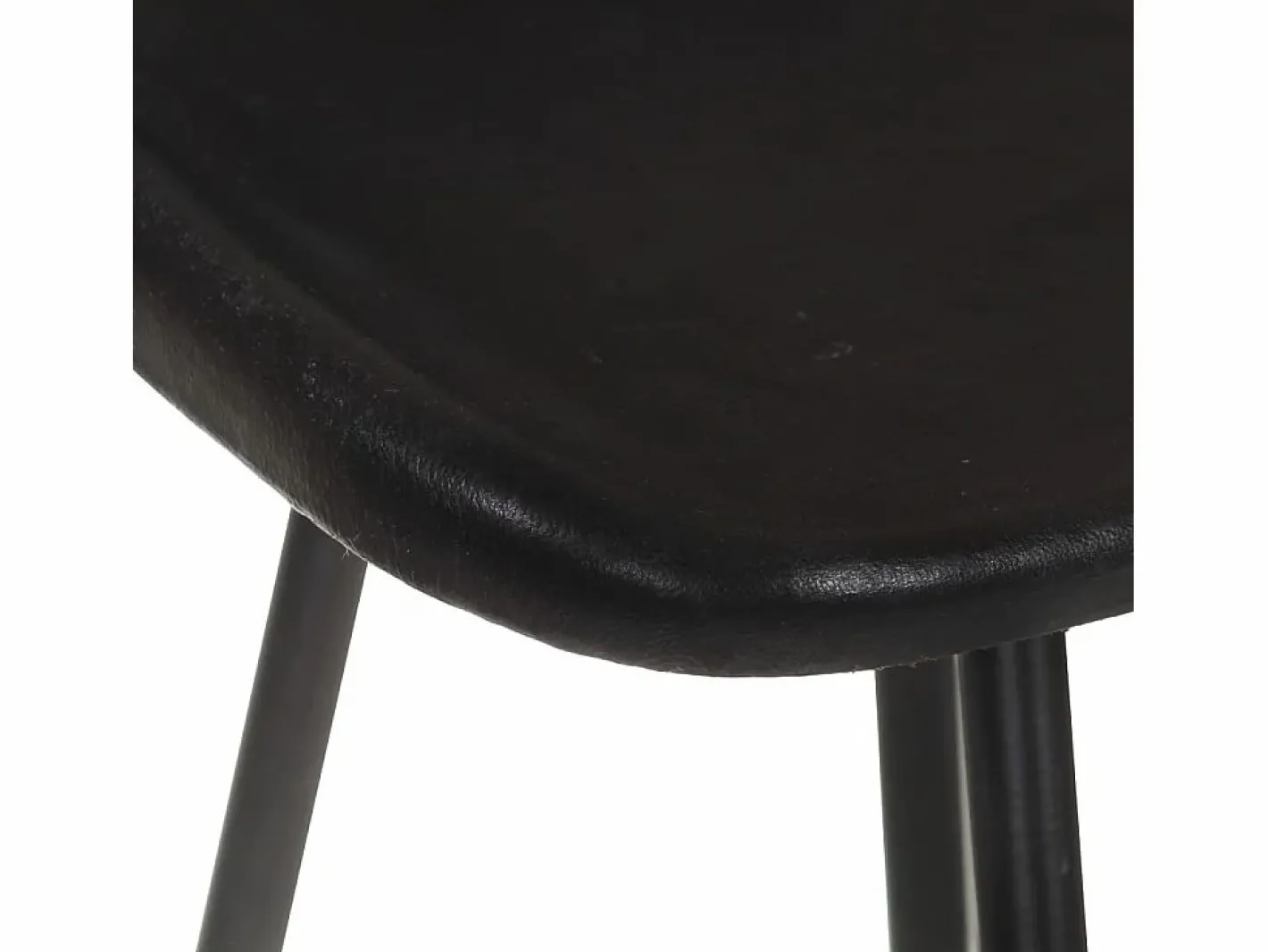 vidaxl Taburetes de cocina 4 unidades cuero auténtico Negro Discount